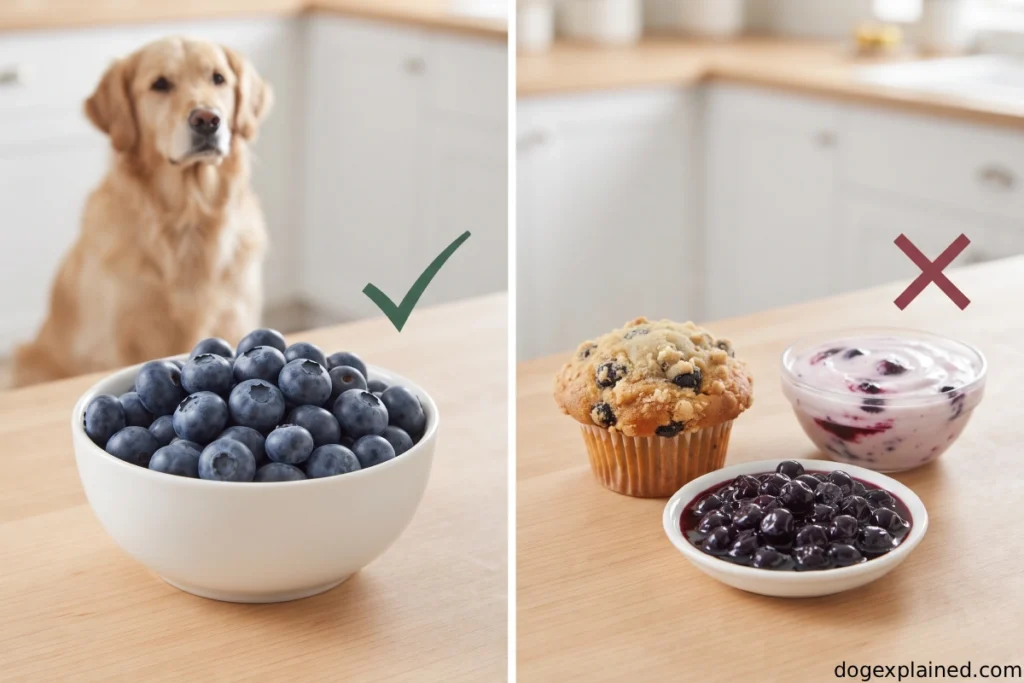Plain blueberries compared with sweetened processed blueberry foods for dogs